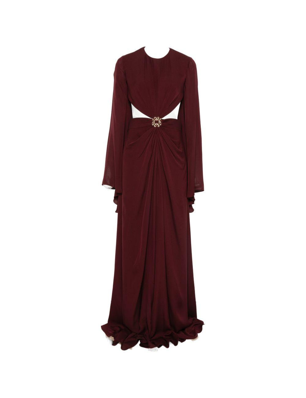 Abito lungo con decorazioni e dettagli cut-out in bordeaux Elie saab - donna 