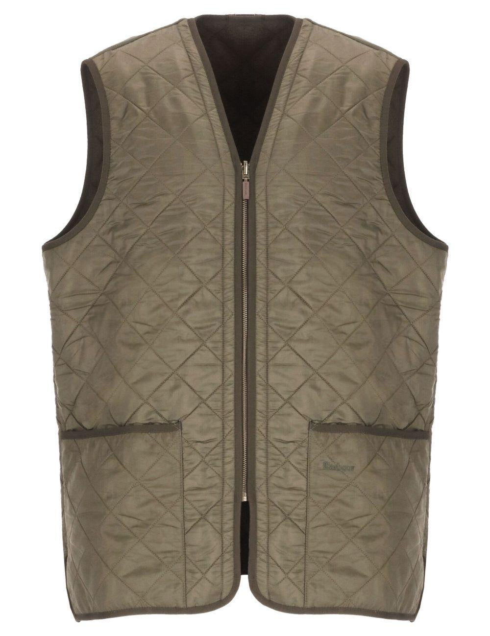 Gilet trapuntato con zip in verde Barbour - uomo 