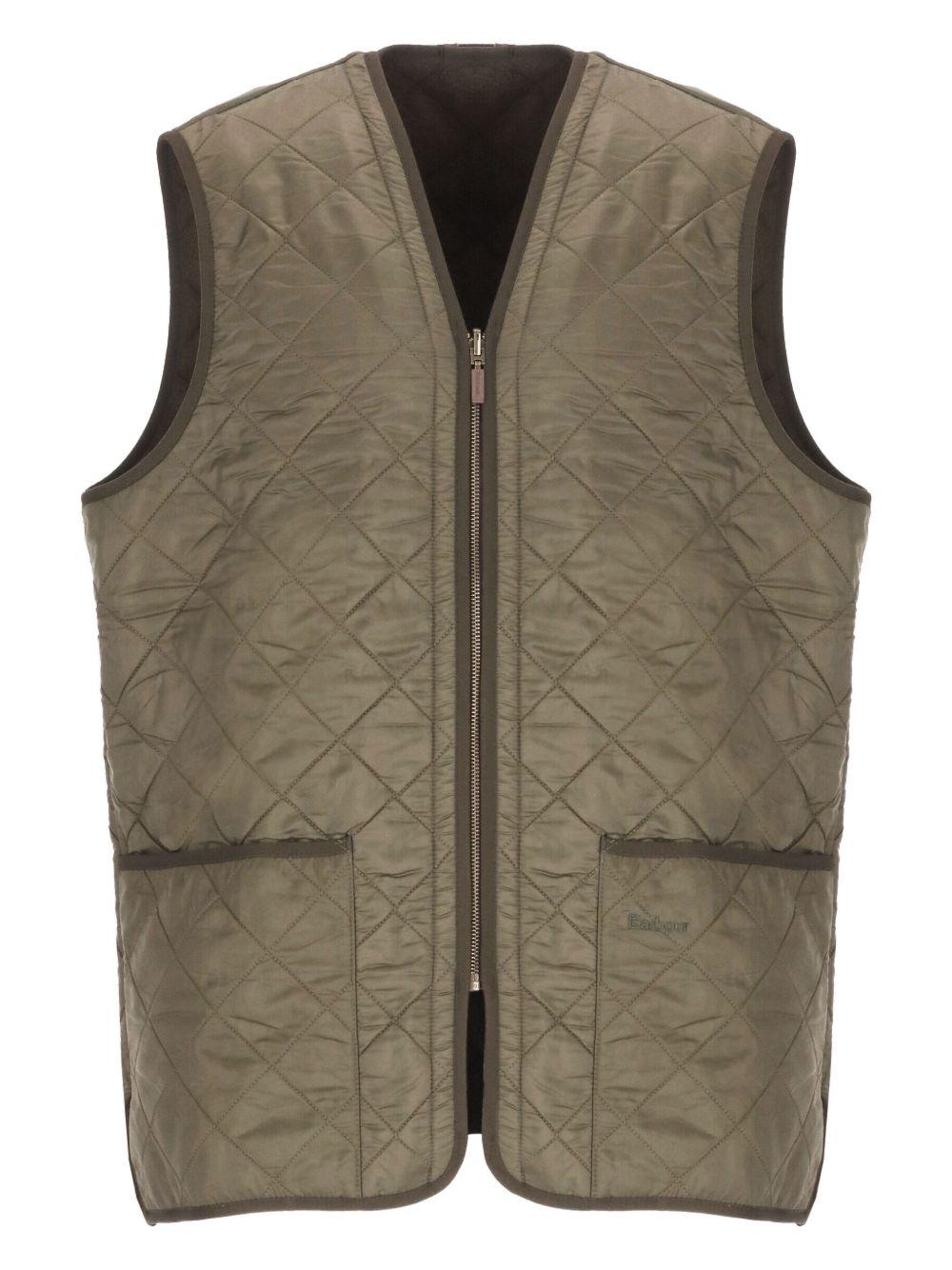Gilet trapuntato con zip in verde Barbour - uomo 