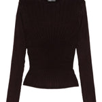 Maglia a coste a maniche lunghe in bordeaux Mugler - donna 