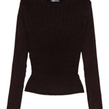 Maglia a coste a maniche lunghe in bordeaux Mugler - donna 