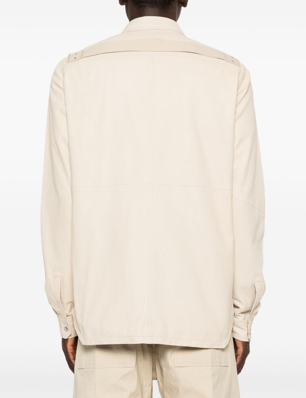 Giacca camicia con bottoni in pelle avorio Rick Owens - uomo 