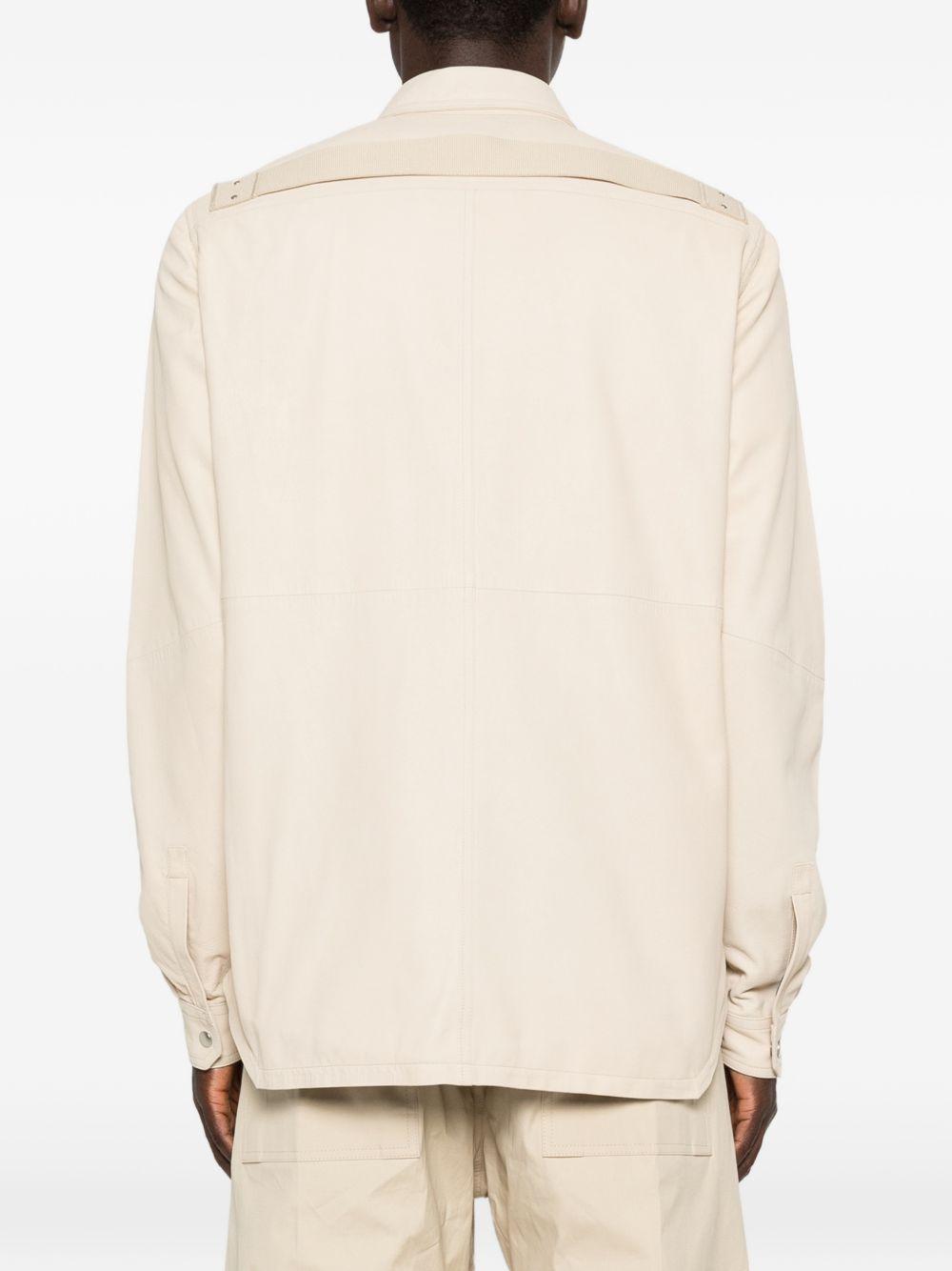 Giacca camicia con bottoni in pelle avorio Rick Owens - uomo 