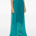 Gonna drappeggiata con volant sunia in verde Dries van noten - donna 