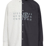 Camicia bicolore a maniche lunghe in bianco e nero Mm6 maison margiela - uomo 