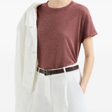 T-shirt girocollo in arancione Brunello cucinelli - donna 