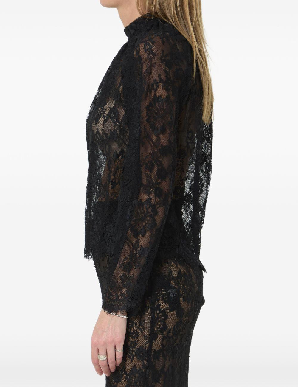 Blusa in pizzo in nero 