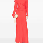 Abito lungo drappeggiato in rosso Victoria Beckham - donna 