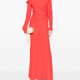 Abito lungo drappeggiato in rosso Victoria Beckham - donna 