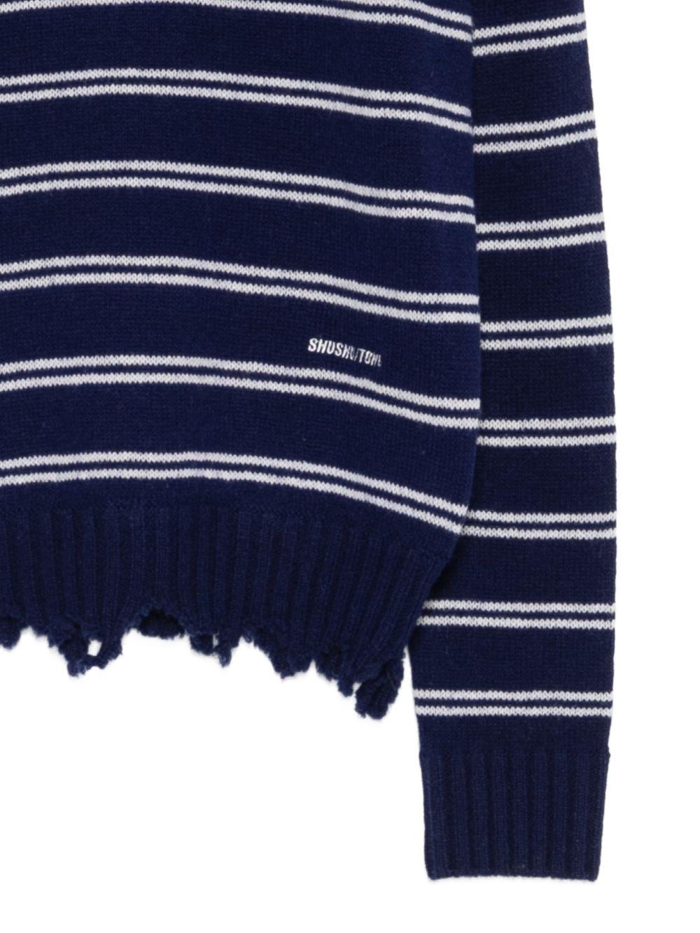 Polo a righe effetto usurato in blu e bianco Shushu/tong - donna 