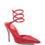 Decollete con cristalli cleo in rosso Rene caovilla - donna 