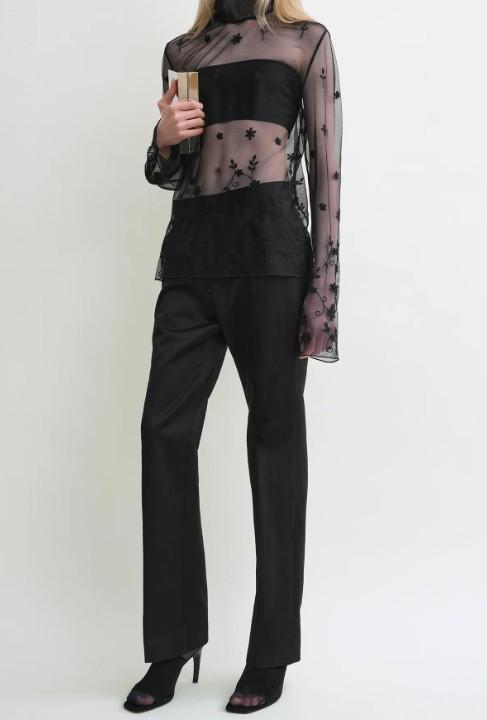 Blusa semi-trasparente con ricami in nero Toteme - donna 
