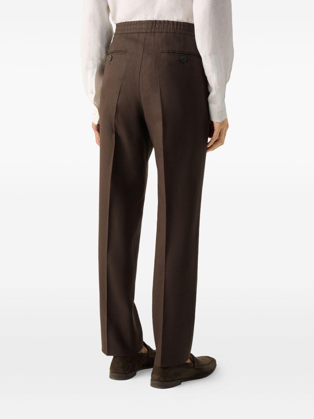 Pantaloni con elastico e bottoni in marrone Zegna - uomo 