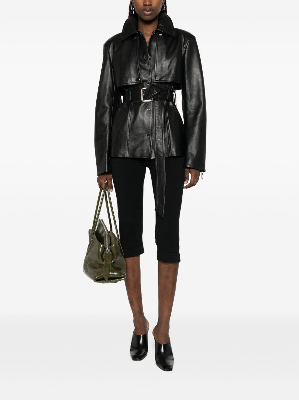 Giacca con cintura TENZONE  in pelle nero Sportmax - donna 