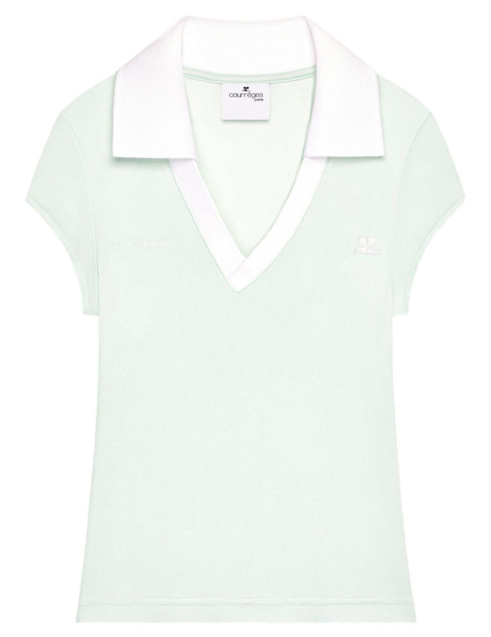 Polo con scollo a V in verde Courrèges - donna 