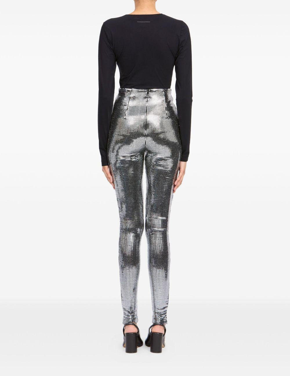 Pantaloni stretti metallici in argento MM6 Maison Margiela - uomo 