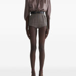 Blusa drappeggiata a collo alto in marrone Mugler - donna 