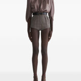 Blusa drappeggiata a collo alto in marrone Mugler - donna 