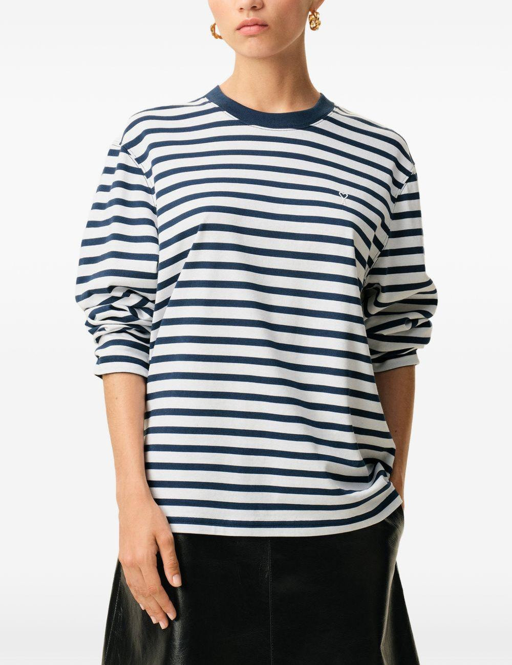 T-shirt Ami de Coeur a maniche lunghe in bianco e blu Ami paris - uomo 