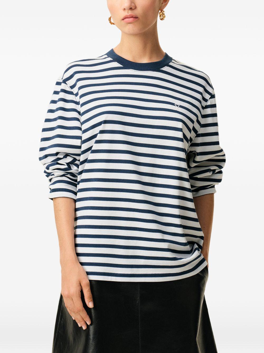 T-shirt Ami de Coeur a maniche lunghe in bianco e blu Ami paris - uomo 