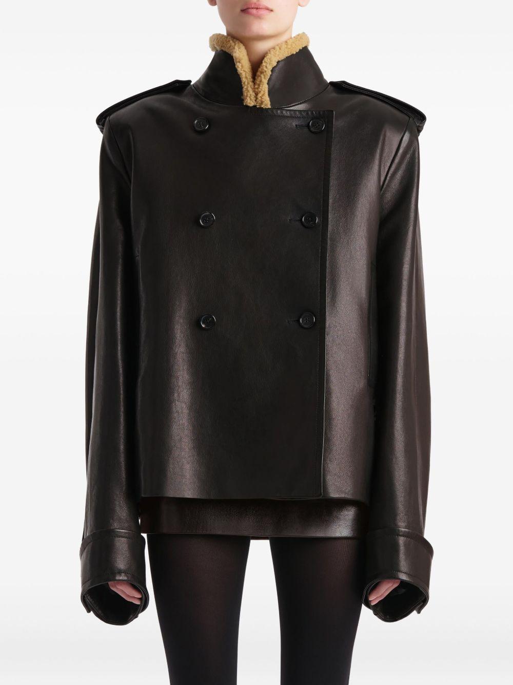 Giacca a collo alto in pelle dean in marrone Khaite - donna 