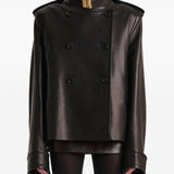 Giacca a collo alto in pelle dean in marrone Khaite - donna 