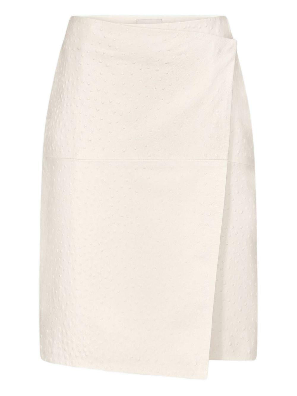 Gonna midi gora in pelle bianco Loulou de saison - donna 