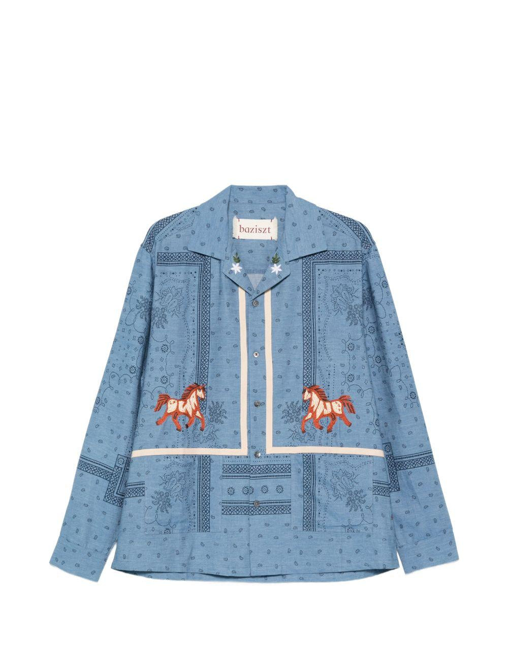 Camicia con motivo cavallo  in blu Baziszt - uomo 