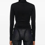 Top a collo alto con stella in nero Mugler - donna 