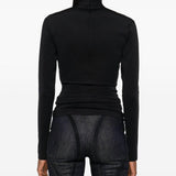 Top a collo alto con stella in nero Mugler - donna 