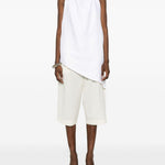 Top con scollo all'americana in lino  in bianco Batakovic - donna 