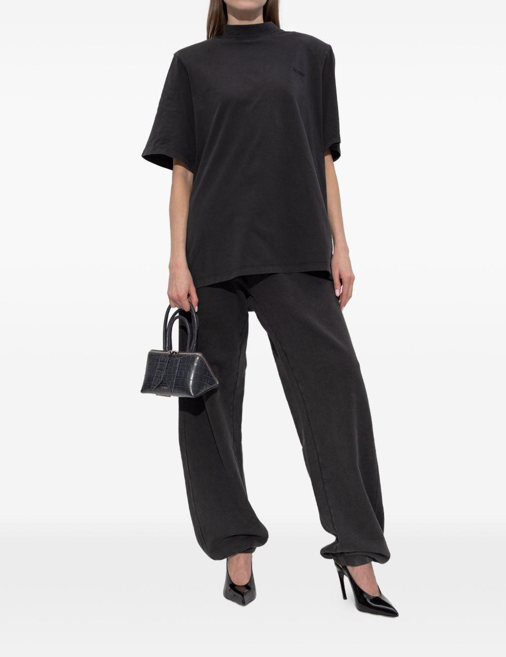 T-shirt a maniche corte con logo ricamato in nero The attico - donna 