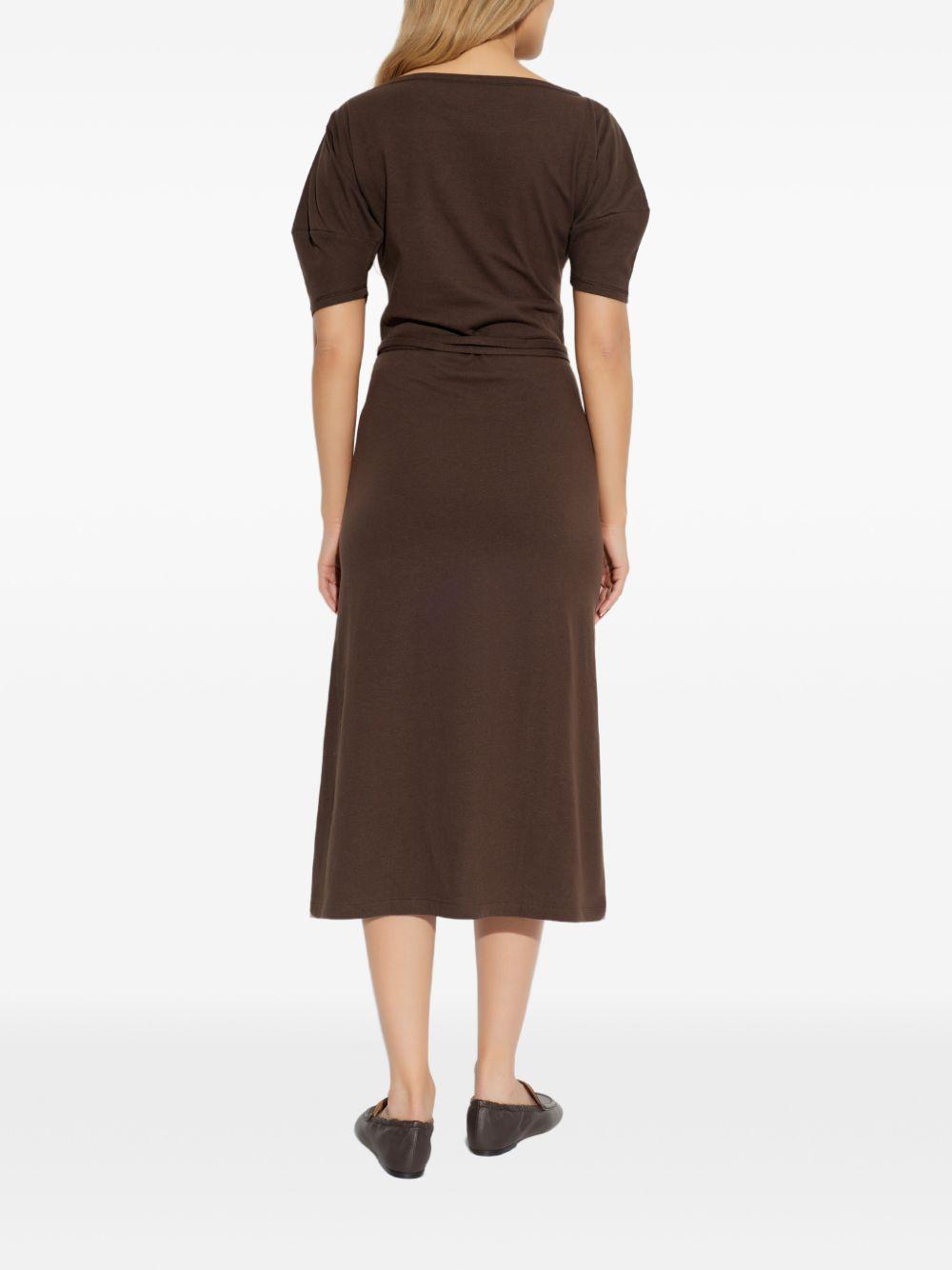 Abito midi con nodo in vita marrone Lemaire - donna 