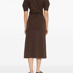 Abito midi con nodo in vita marrone Lemaire - donna 