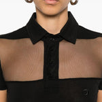 Polo semi trasparente a righe in nero Coperni - donna 