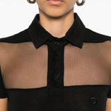 Polo semi trasparente a righe in nero Coperni - donna 