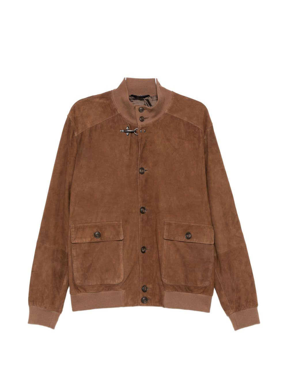 Giacca bomber in pelle in marrone Fay - uomo 