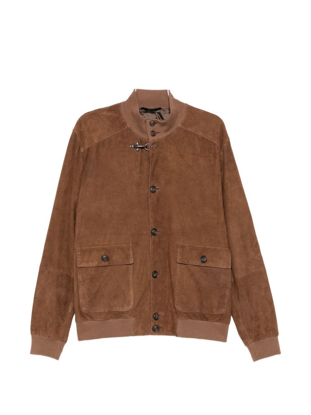 Giacca bomber in pelle in marrone Fay - uomo 