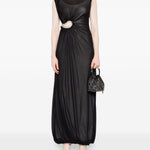 Abito lungo drappeggiato con dettaglio cut-out in nero Christopher Esber - donna 