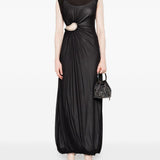 Abito lungo drappeggiato con dettaglio cut-out in nero Christopher Esber - donna 