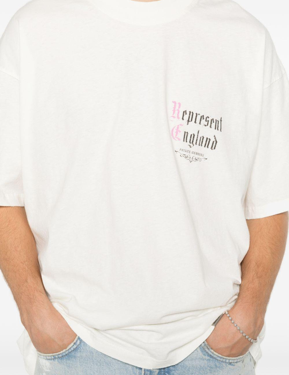 T-shirt a maniche corte con stampa logo in bianco Represent - uomo 