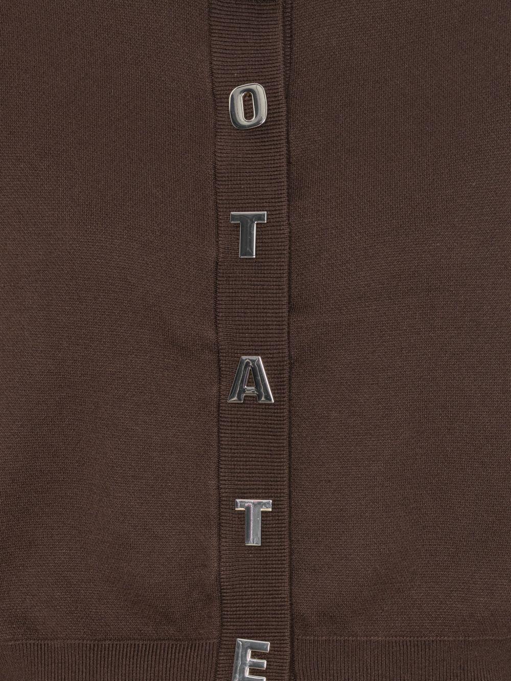 Cardigan con bottoni con logo in marrone 
