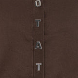 Cardigan con bottoni con logo in marrone 