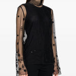 Blusa trasparente con ricamo a fiori in nero Toteme - donna 