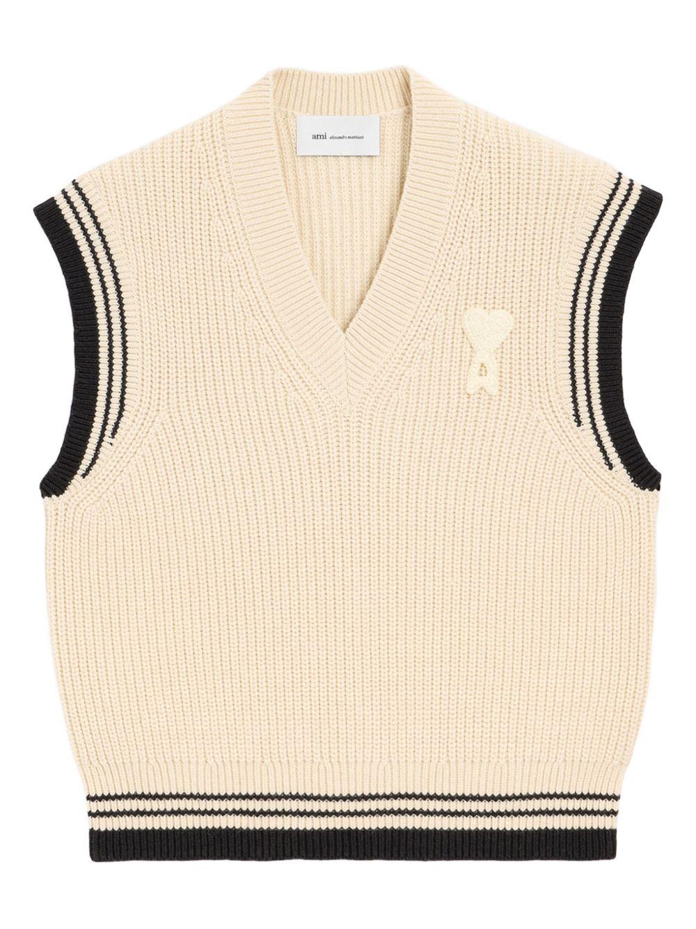 Gilet con scollo a v ami de coeur in beige Ami paris - unisex 