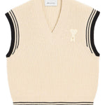 Gilet con scollo a v ami de coeur in beige Ami paris - unisex 
