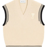 Gilet con scollo a v ami de coeur in beige Ami paris - unisex 