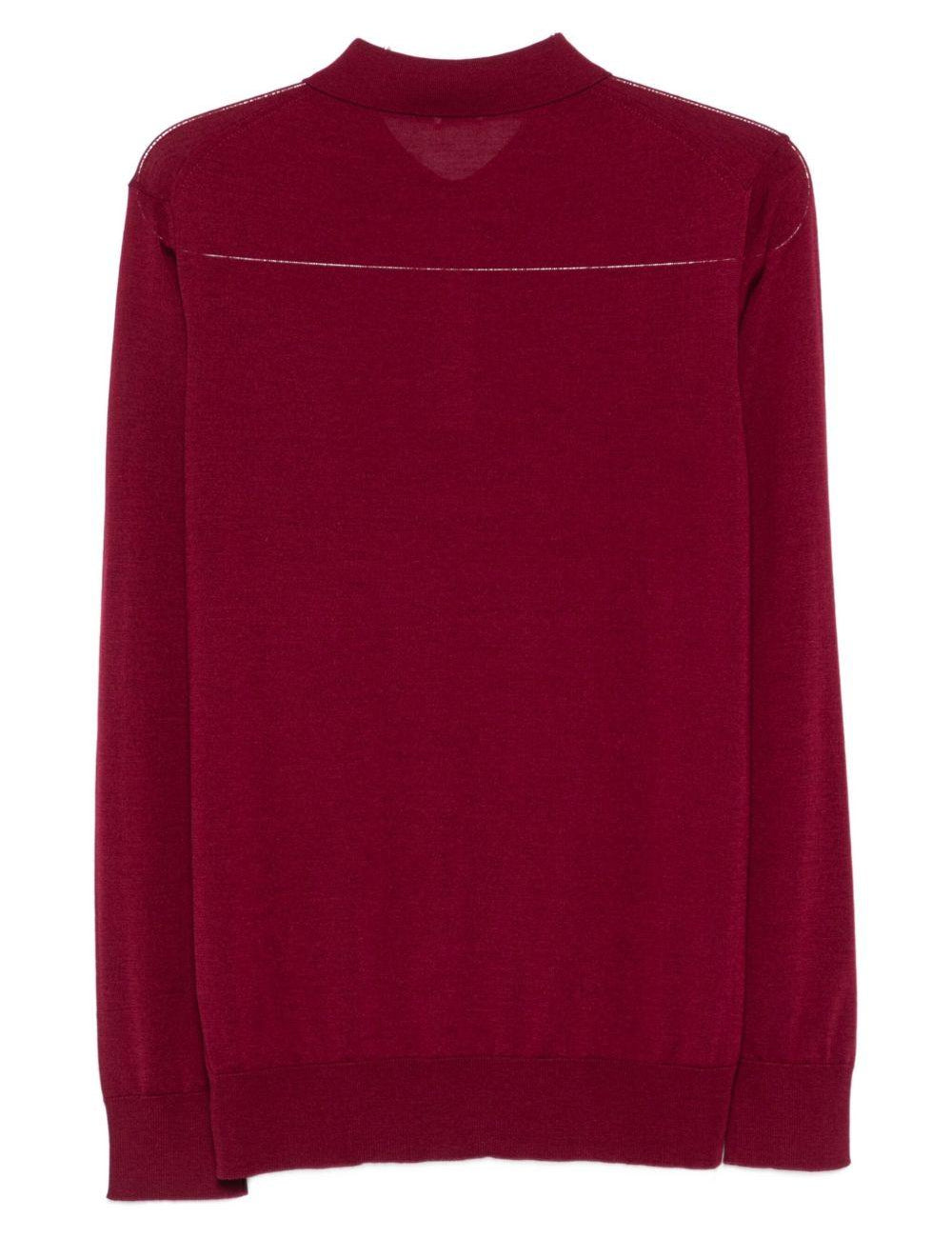 Polo a maniche lunghe in rosso Caruso - uomo 