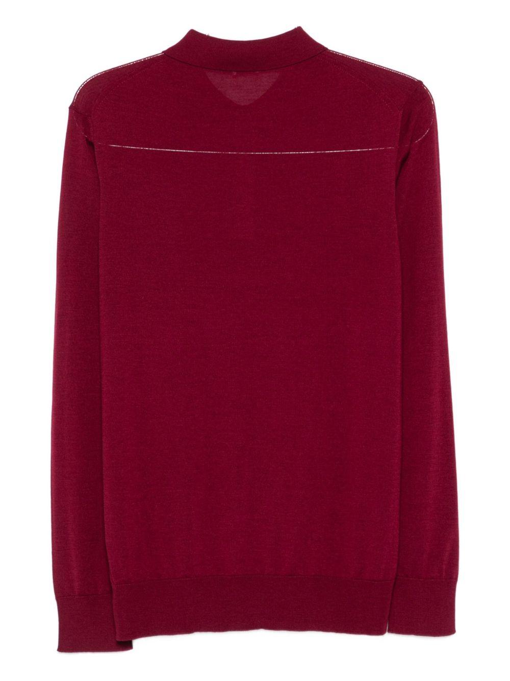 Polo a maniche lunghe in rosso Caruso - uomo 