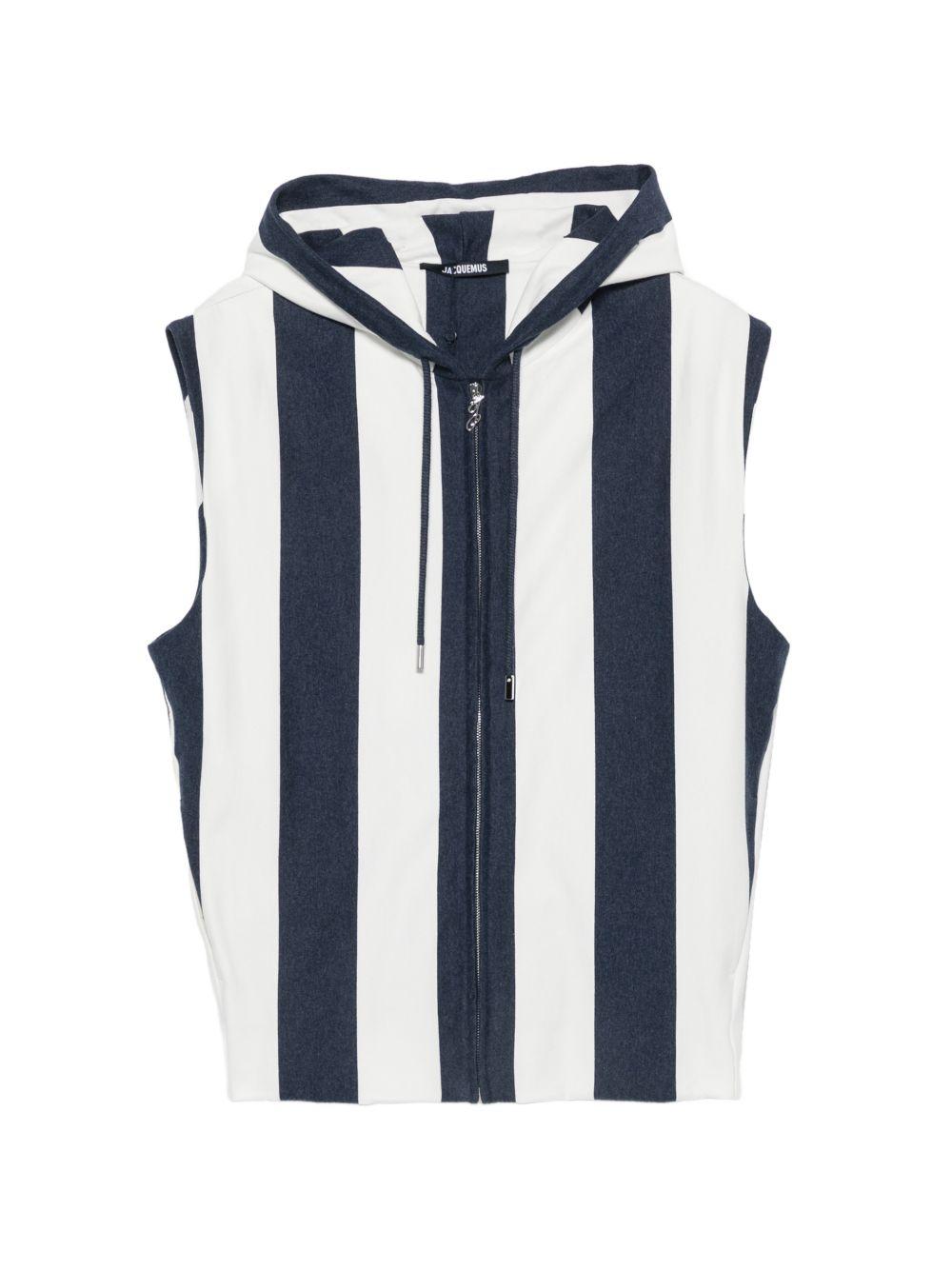 Gilet a righe con zip in bianco e blu Jacquemus - uomo 